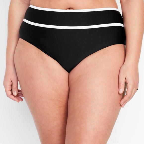 NWT OLD NAVY High-Waisted Bikini Swim Bottoms Color: Black Jack - Picture 7 of 10